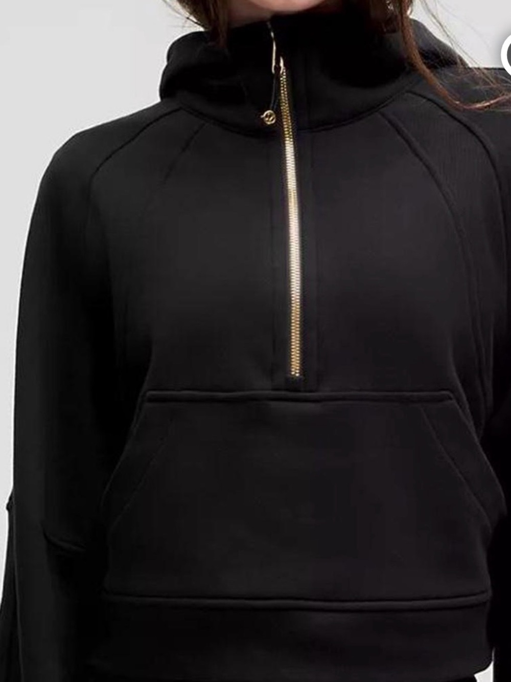 lululemon athletica Black with gold zipper Cropped Scuba Half-Zip Hoody